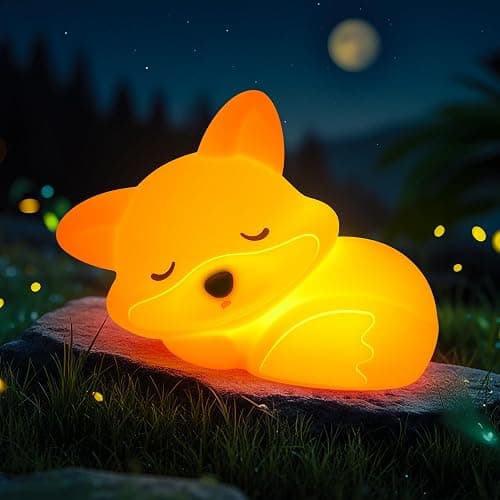 YuanDian Fox Night Light, Squishy Fox Silicone Lamp Novelty Gifts, Rechargeable Dimmable Timer Bedside Touch Nightlight for Boys and Girls thumbnail 8