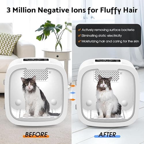 Cobuy 52L Automatic Pet Dryer Box, Pet Grooming Dryer, Cat Hair Drying Box, Light, 5 Modes, Adjustable Speed and Temperature, Timer, Low Noise (52L White) thumbnail 4