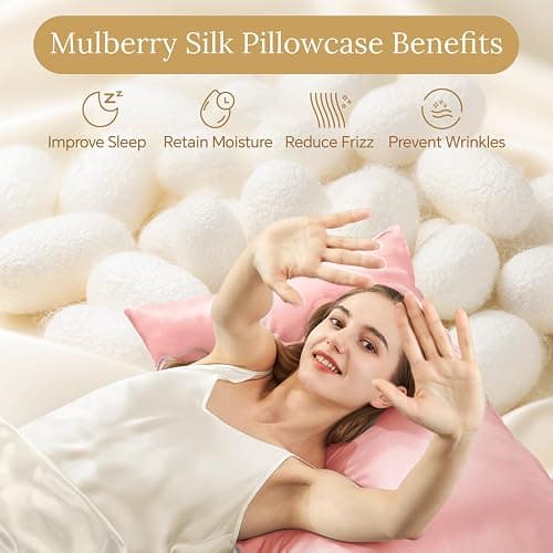 INFIIXSO Silk Pillow Cases 2 Pack Standard Size, Ultra Smooth & Soft Mulberry Silk Pillow Case for Hair and Skin, Breathable Cooling Silk Pillowcase with Hidden Zipper (Blush Pink, 20x26 Inches) thumbnail 3