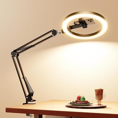 Upgrade Ring Light Overhead Camera Phone Mount for Desk, Evershop 10” Selfie Light with Stand Tripod for iPhone, Light with Phone Holder for Video Recording,Zoom Meeting,Live Streaming Tiktok,YouTube - Image 1