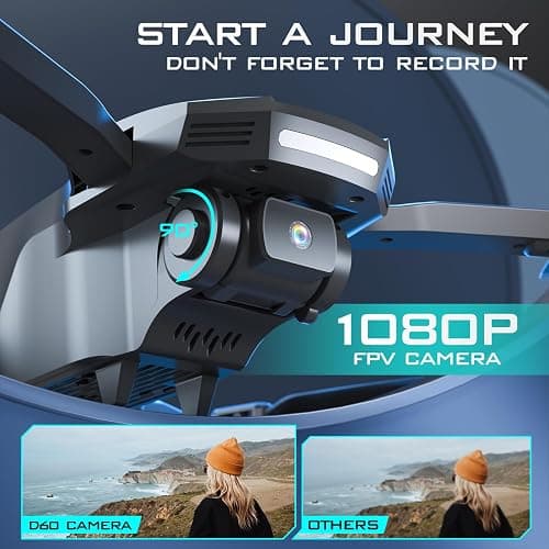 DEERC D60 Drone with Camera for Adults and Kids, 1080P HD FPV, Foldable RC Quadcopter with Gesture & Voice Control, Gravity Sensor, 22 Min Flight, Altitude Hold, Headless Mode, Beginner-Friendly Gift thumbnail 5