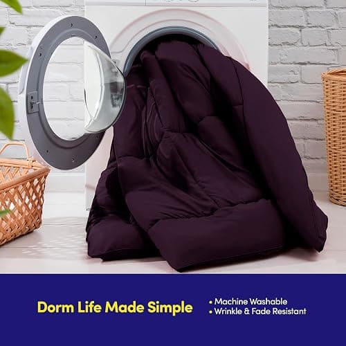 Dorm Room Essentials College Bedding Comforter Set 5 Piece Twin XL Size Bed in a Bag for College Students Boys and Girls, Twin XL, Purple thumbnail 5