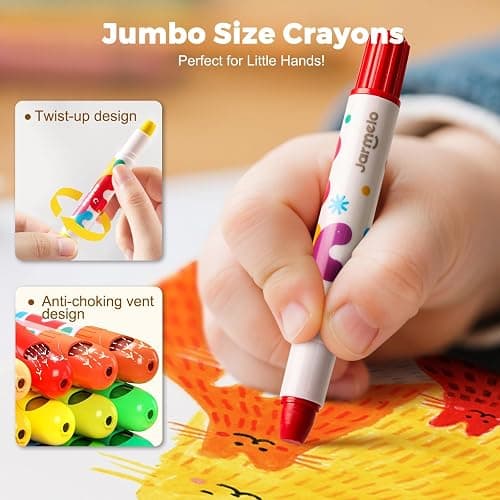 Jar Melo Jumbo Crayons for Toddlers, 36 Colors TwistJoy Washable Crayon | Ultra-Silky, Non-Toxic, Easy to Hold, Safe for Babies, Children's Gift, Back to School thumbnail 4
