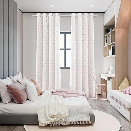 MYSKY HOME Pink Blackout Curtains for Girls Bedroom 84 Inch Long 100% Light Blocking Girls Nursery Curtains for Living Room 2 Panels Privacy Protect Grommet Window Drapes 52W x 84L thumbnail 8