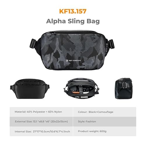 K&F Concept 2 in 1 Sling Bag Everyday Shoulder Bag & Multifunction Photography Crossbody Camera DSLR Backpack Portable Bag thumbnail 7