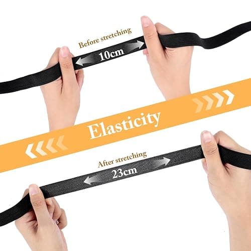 Romon Elastique Couture, Long Bande Elastique Couture, Ruban Elastic, Couture Blanc et Noir Deux Rouleaux de 20mm × 10m, Bande pour Extendeurs de Taille Ceinture, Large Perruque Ruban pour la Maison thumbnail 4