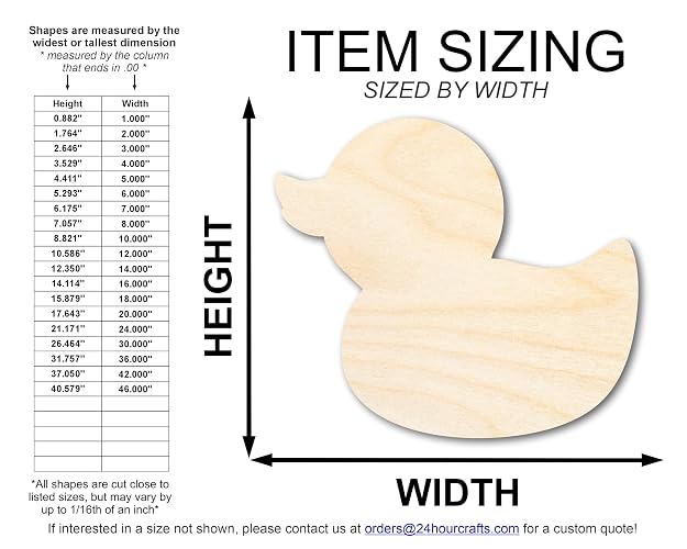 Unfinished Wood Cute Rubber Duck Shape | DIY Craft Cutout | up to 46" DIY 3" / 1/2" thumbnail 2