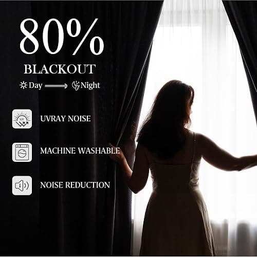 Jubilantex Pink 80% Blackout Christmas Curtains with Ruffle Heavy Solid Thermal Insulated Window Treatment Set Soft Drapes for Bedroom Living Room Light Blocking Rod Pocket Curtain, 40Wx84L, 2 Panels thumbnail 2