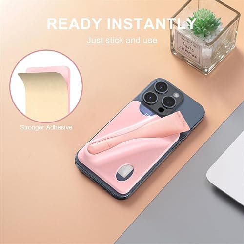 DOB SECHS Silicone Lip Holder with Card Holder Compatible with Lipstick Lip Glaze Phone Case Back Stick On Holder for iPhone and Android Smartphones （Pink, Small） thumbnail 5