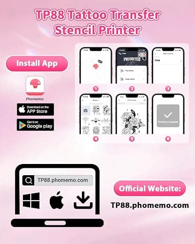 Zodzi Tattoo Stencil Printer, Stencil Printer for Tattooing with 10PCS Paper, Thermal Tattoo Printers Machine with Bluetooth, Tattooing Transfer Printers Compatible with Smartphone Tablet PC thumbnail 5