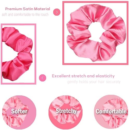 IVARYSS Satin Scrunchies for Girls, Soft Than Silk for Hair, Fashion Ties and Bands for Thin | Thick Hair Styling, 16 Pack (Multi-Pink) thumbnail 2