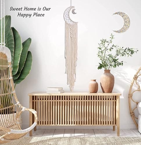 Dream Catchers, Moon Dream Catcher with Lights-Macrame Dreamcatcher Bedroom Wall Decor,Dream Catcher Girls Room Decor Teenager,Moon Gifts Dream Catchers for Boys Mom Women-Catcher Boho Wall Decor thumbnail 3