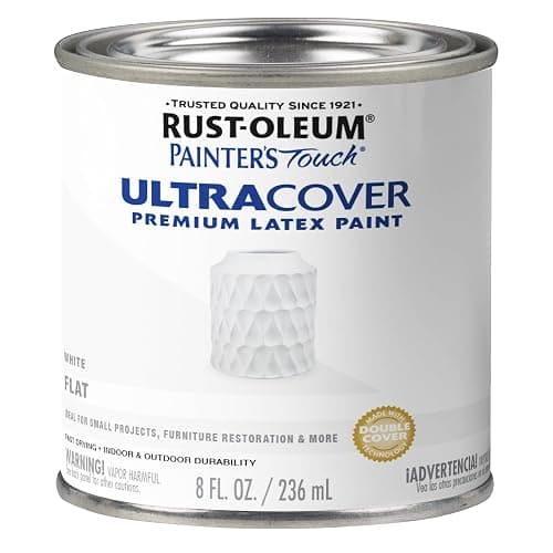 Rust-Oleum 1990730 Painter's Touch Latex Paint, Half Pint, Flat White, 8 Fl Oz (Pack of 1) - Image 1