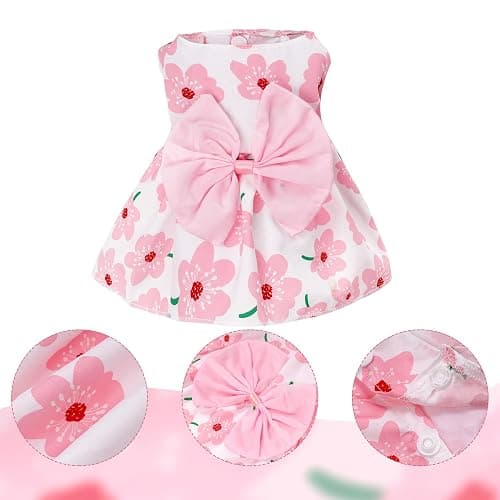 choyaxo Floral Dog Dress Cute Dog Skirt Pet Dress Summer Pet Clothes for Puppy Small Cats thumbnail 2
