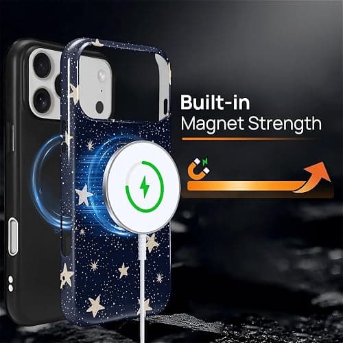 casesok for iPhone 17 Pro Max Case,Compatible with MagSafe,Dual-Layer Hard Shell + Silicone Cover,Full Body Protection Shockproof Case for iPhone 17 Pro Max-Midnight Starry Sky thumbnail 4