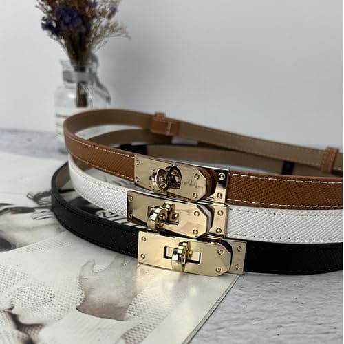 FENLDY Adjustable Thin Belts For Womens Skinny Belts For Dresses Womens Solid Color Alloy Turn Lock Belts For Jeans thumbnail 4