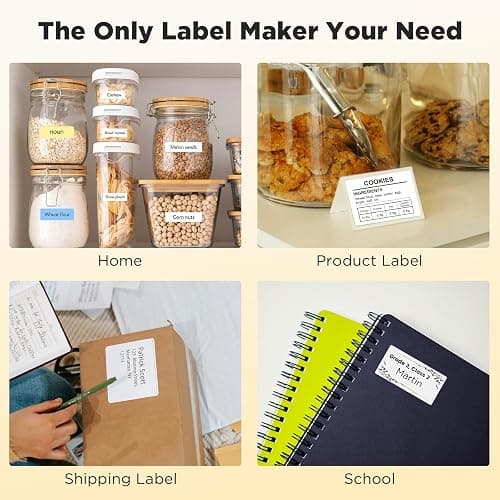 SUPVAN T50M Pro Bluetooth Label Maker Machine with Tape, Wide Waterproof Label, Versatile App with 40 Fonts and 650+ Icons, Inkless Labeler for Home, Kitchen, School, Office Organization, Black thumbnail 9