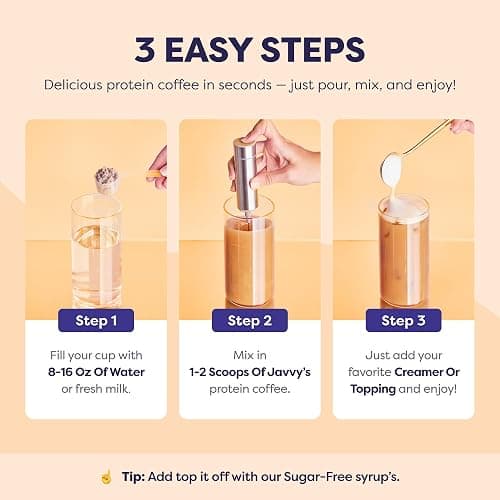 Caramel Protein Iced Coffee - Premium Whey Protein & Instant Iced Coffees - 100% Natural Cold Brew - Zero Artificial Flavors & Sweeteners, 80 mg Caffeine Per Serving, No Added Sugar, 20 Servings thumbnail 7
