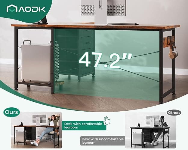 AODK L Shaped Desk with 4 Tier Drawers, 61" Reversible Gaming Desk with Power Outlets, L Shaped Computer Table with USB Charging Port and Host Stand, Home Office Table, Easy to Assemble, Vintage thumbnail 6