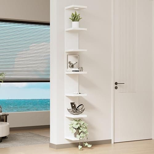 LitaEther Versatile 7 Tier Wall Shelf Unit,White Lack Wall Shelf,Display Floating Shelf with LED Remote Control Light thumbnail 2