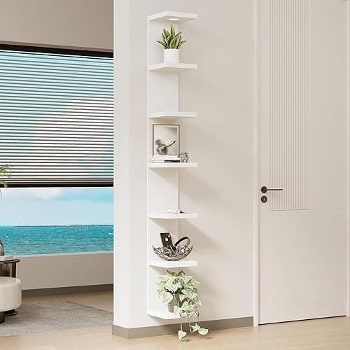 LitaEther Versatile 7 Tier Wall Shelf Unit,White Lack Wall Shelf,Display Floating Shelf with LED Remote Control Light thumbnail 3