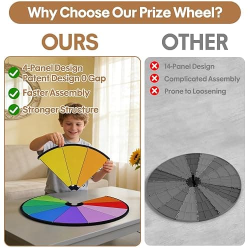 WHAUU 24 Inch Prize Wheel Spinner, Heavy Duty Spinning Wheel for Prizes | Adjustable 47"-61" Height, Storable, Dry Erase Kit Included, for Party, Carnival, Trade Show, Business thumbnail 6