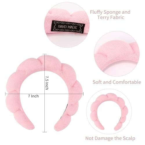 Chanaco Spa Headband and Wrist Bands for Women, Skincare HairBands Wrist Towels, Face Wash Hair Wraps Non Slip, Thick Facial Accessories for Makeup, Bath Shower Teen Girl Gifts Trendy Stuff thumbnail 5
