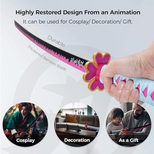Cold Blade Anime Sword - 41 inches Anime Katana Replica with Belt and Stand - Durable Sword Perfect for Cosplay - Sword with Authentic Design thumbnail 2