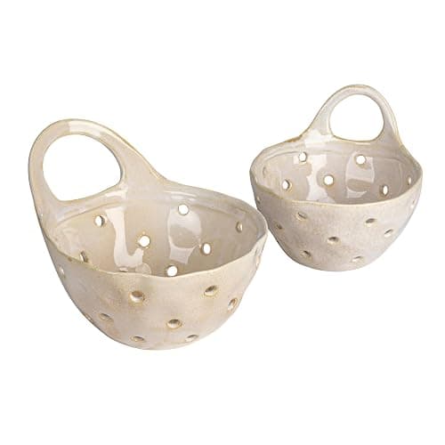 Creative Co-Op Set of 2 Cream Stoneware Colanders thumbnail 4