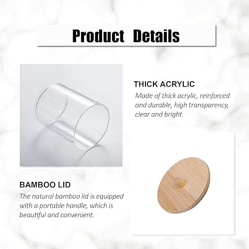 INCETUE 3PCS Cotton Pad Holder with Bamboo Lid for Bathroom Storage, Acrylic Cotton Swab Dispenser, Clear Round Cotton Wool Bud Jar for Vanity, Small Qtip Container, Makeup Organiser Set thumbnail 4