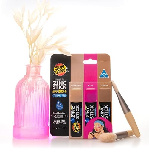 Sun Zapper Zinc Oxide Sunscreen Stick – SPF 50+ Tinted 3-Pack (Light, Dark, Pink) – Sunscreen Stick, SPF Makeup, Sunscreen Makeup, SPF Blush, Sunscreen Blush – Water Resistant, Made in Australia thumbnail 9