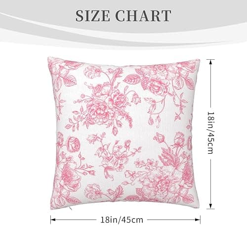 Pink and White Floral Throw Pillow Covers 18x18 Inches Set of 2, Decorative Vintage Chinoiserie Flower Pillow Case Farmhouse Cushion Covers for Sofa Bed Couch Living Room thumbnail 3