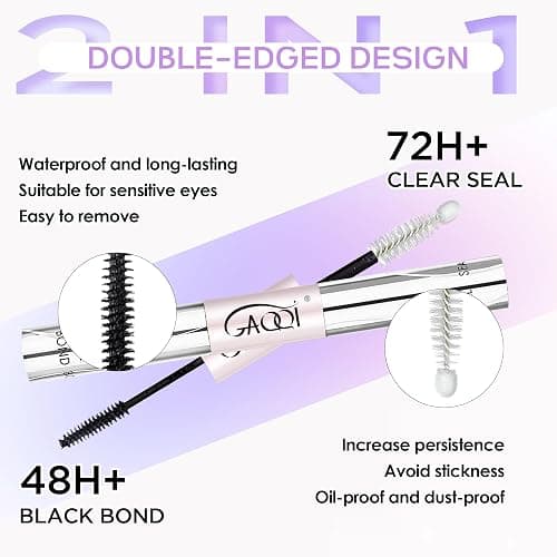 GAQQI Lash Cluster Glue + Remover Set, Lash Bond and Seal Waterproof, Long Lasting Eyelash Glue Strong Hold, Gentle Eyelash Remover for DIY Use (2Pcs Set) thumbnail 3