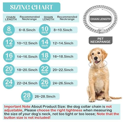Tallew Silver Dog Chain Diamond Collar Walking Metal Chain Necklace with Secure Buckle Pet Cuban Style Collar Jewelry Accessories for Small Medium Large Dog Cats(22 Inch) thumbnail 2