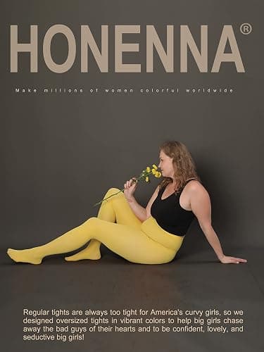 HONENNA Queen Plus Size Tights Semi Opaque Control Top High Waist Stockings Nylons Pantyhose for Women 1X 2X 3X 4X 5X 6X thumbnail 3