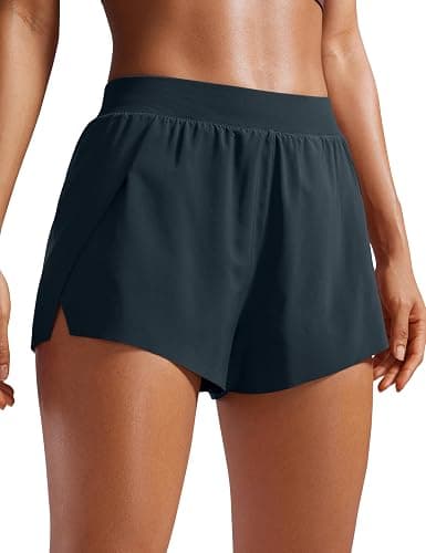 CRZ YOGA V Split Running Shorts for Women 2.5" - High Waisted Workout Athletic Gym Track with Liner Breathable Quick Dry - Image 1