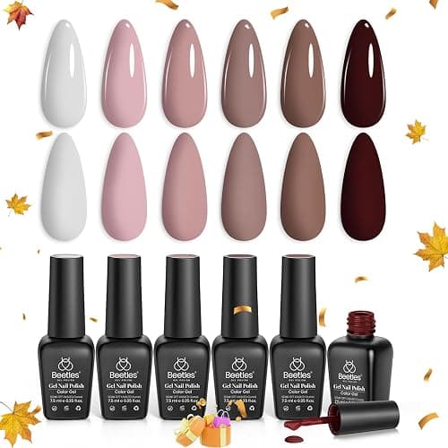 Beetles Winter Gel Polish Colors Brown Beige Mauve Pink Nude White Neutral 6 Colors Gel Nail Polish Set for Nail Art Manicure Soak Off Uv LED Nail Lamp Needed Gifts for Women Coffee Time thumbnail 8