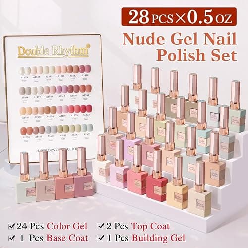 Double Rhythm 28Pcs 0.5Oz Gel Nail Polish Set Same Color Same Bottle Gel Polish Kit Nail Art Manicure Salon DIY at Home for Women (Nude Pink Collection-T24-3) thumbnail 2