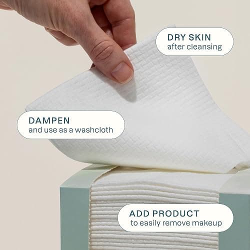 Cliganic Clean Face Towels XL, Multi-Pack (100 Count), Disposable, Ultra-Absorbent, Hypoallergenic & Soft - Makeup Remover Dry Wipes, Pamper Your Face, Hygienic Towelettes, for All Skin Types thumbnail 2