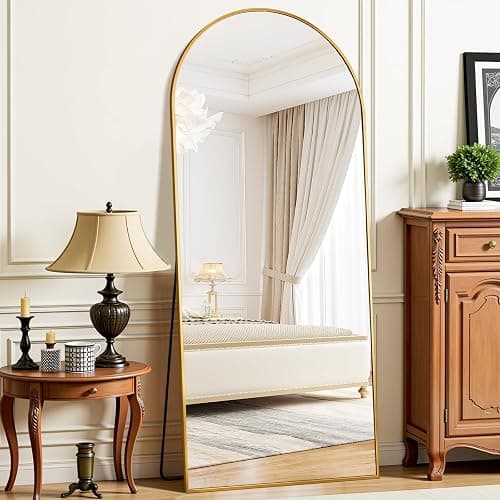 Suidia Arched Full Length Mirror, 59"x19" Floor Mirror Freestanding, Floor Standing Full Body Mirror with Stand for Bedroom, Hanging Mounted for Living Room Cloakroom, Gold thumbnail 2