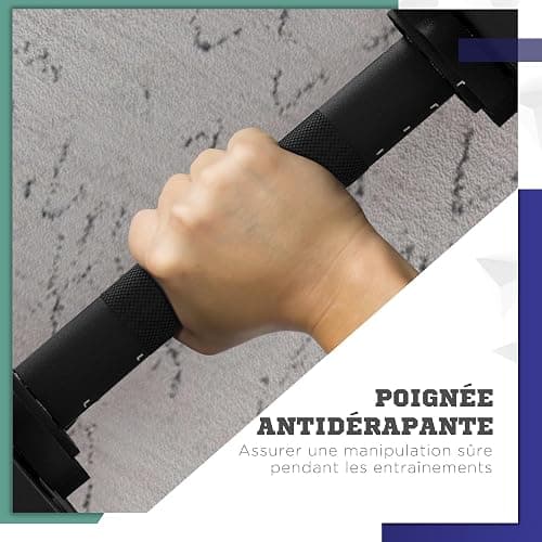 SPORTNOW Haltères 2 en 1 réglables, haltères libres avec poignées antidérapantes, 15KG - Barres incluses - entraînement Musculaire & haltérophilie thumbnail 5