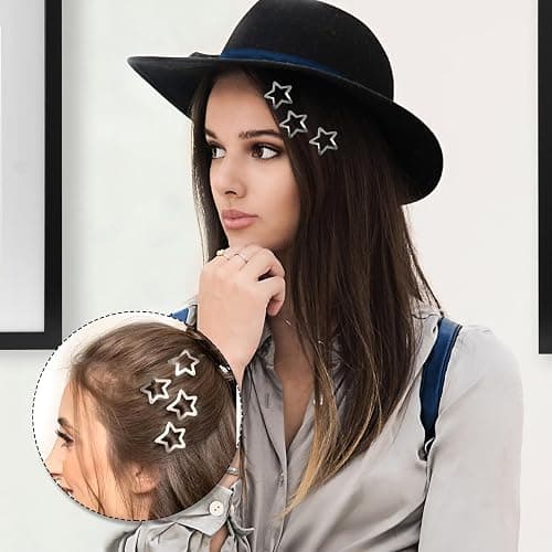 Star Snap Hair Clips, 50 Pcs Silver Star Hair Clips Barrettes Small Metal Stars Snap Hairclips Barrette Accessories for Girls Women thumbnail 6