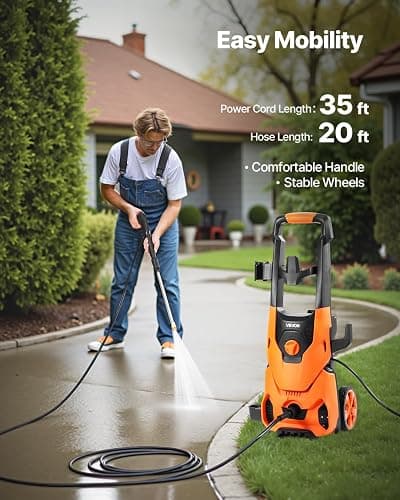 VEVOR Electric Pressure Washer, Max 4200 PSI 2.8 GPM, High-Power Cleaner with Foam Cannon & 4 Nozzles for Driveways, Cars, Fences, Patios, Home Cleaning thumbnail 4