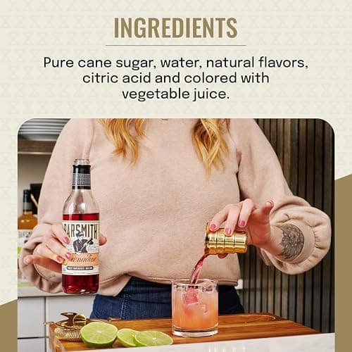 Barsmith Bar Essentials Grenadine Syrup - Sweet Cherry and Pomegranate Notes - No Artificial Flavors & Non-GMO Cocktail Mixer - Ideal for Shirley Temple, Mocktails and Cocktails - 12.7oz (Pack of 1) thumbnail 6