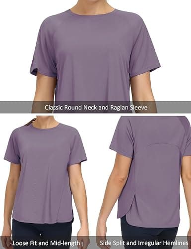 THE GYM PEOPLE Women's Short Sleeve Workout Shirts Breathable Yoga T-Shirts with Side Slits Athletic Tee Tops thumbnail 4
