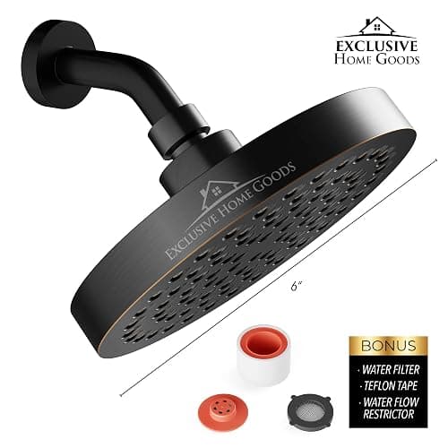Rainfall 6" High Pressure 2.5 GPM Shower Heads with Anti-Clog 90 Rubber Jets - 360° Rotation Adjustable Rustproof Bathroom Shower Head thumbnail 2