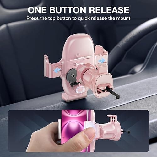 Miracase Phone Holder for Car Air Vent, Stability via Clip & Metal Hook Car Phone Holder Mount, 360°Cell Phone Holder Car Mount Fits iPhone 17 16 15 Pro Max 14 Samsung and All Phones thumbnail 7