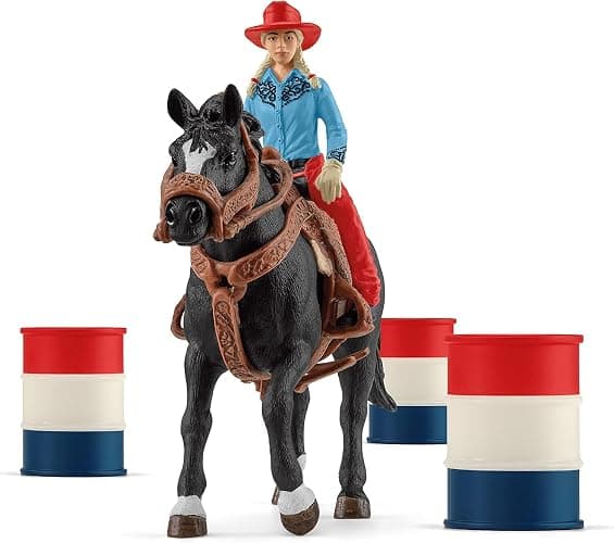 Schleich Farm World - 7PC Barrel Racing Set - Western Rodeo Toy Playset with Cowgirl Figurine, Horse Figure and Accessories - Realistic Farm Toys for Boys and Girls - Kids and Toddlers Ages 3+ thumbnail 3