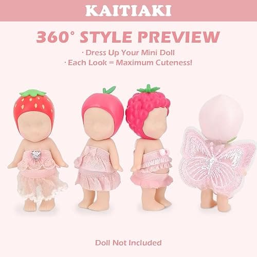 4 Sets Doll Clothes for Sonny Angel, fit for 3 Inch Collectible Dolls for Adult Collectors, Includes Tops and Skirts for Display and Decoration (Cherry Blossom Angel Style) thumbnail 4
