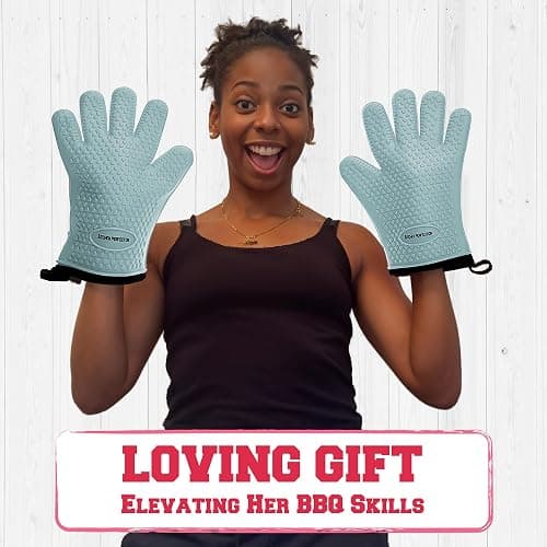 KITCHEN PERFECTION Silicone Smoker Oven Gloves For Women -Extreme Heat Resistant BBQ Gloves -Handle Hot Food Right on Your Smoker Grill Fryer|Waterproof Oven Mitts Grill Gloves |Superior Set+3 Bonuses thumbnail 9